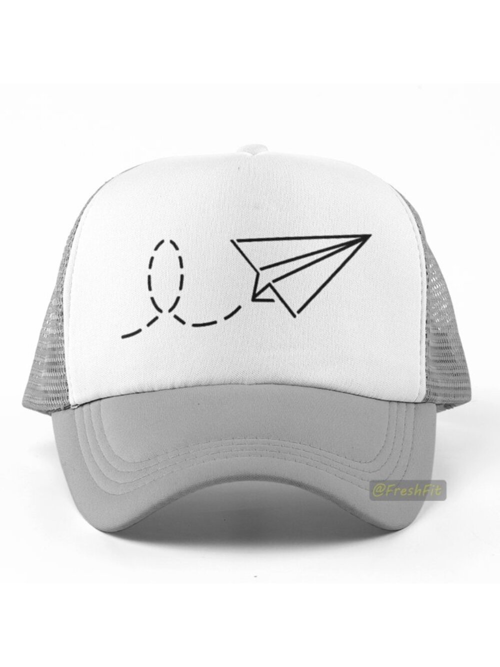 🆕Paper Airplane Foam Trucker Hat Mesh Snapback Cap Gray/White